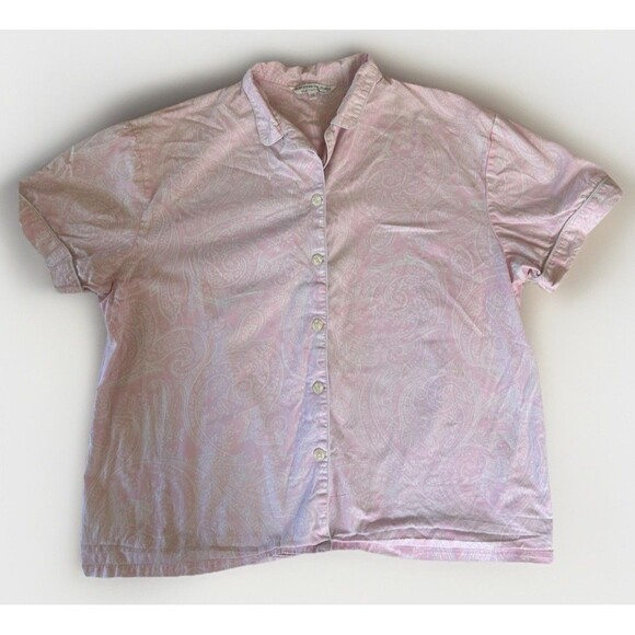 Alexander del Rossa Pajama set Pink White Paisley Crisp Cotton Size 2X - Picture 5 of 9